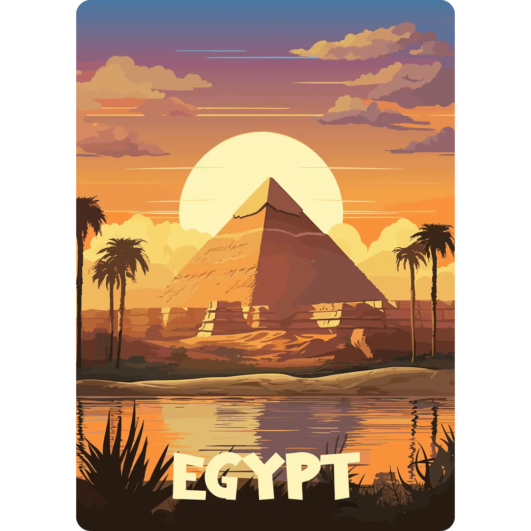 Affiche art Déco Pyramide Égyptienne au Couleur du Coucher de Soleil