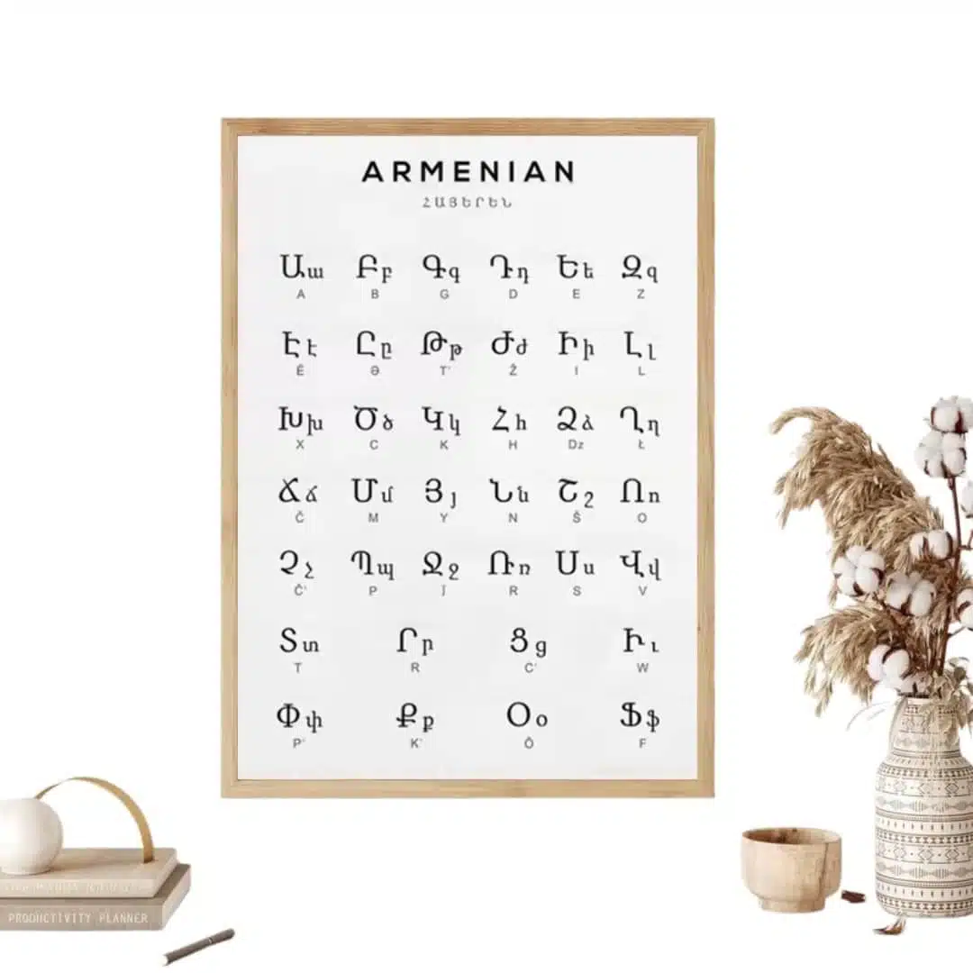 Affiche décorative alphabet arménien