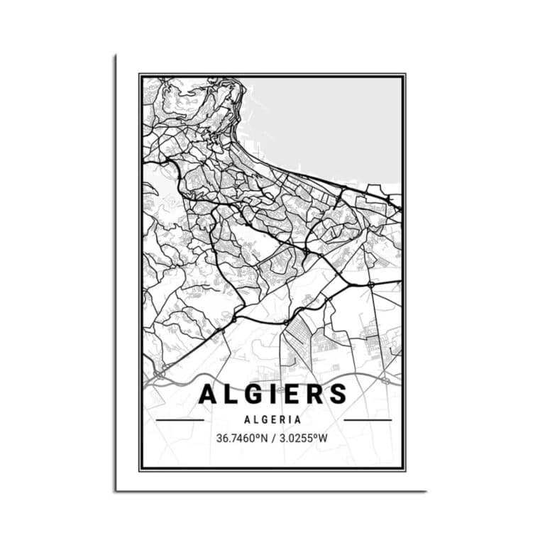 Affiche Décorative Plan de Ville D'alger