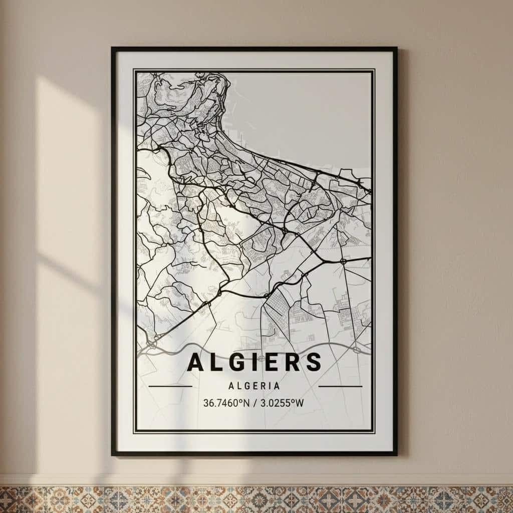Affiche Décorative Plan de Ville d'Alger