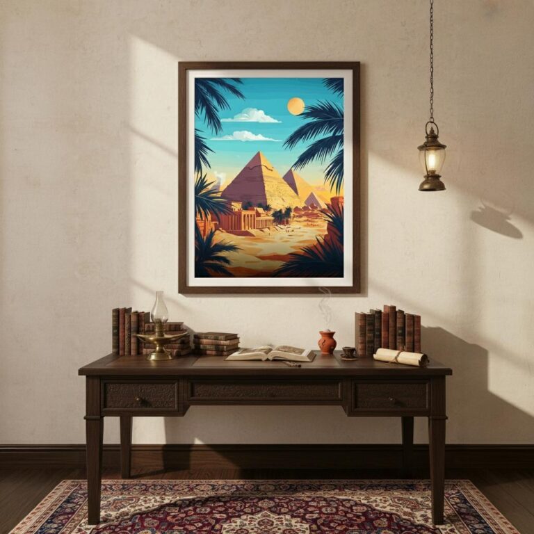 affiche-illustrye-des-pyramides-de-gizeh-ygypte-picture-9950