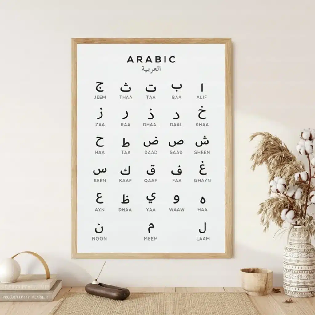 Affiche murale alphabet arabe