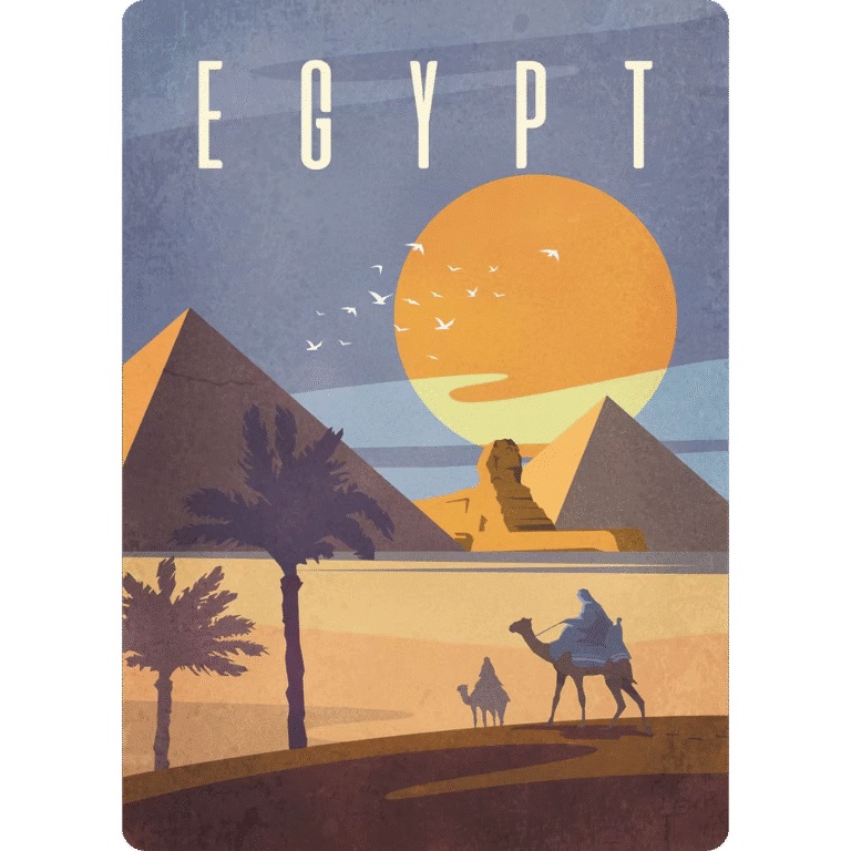 Affiche vintage egypte avec pyramides et chameau