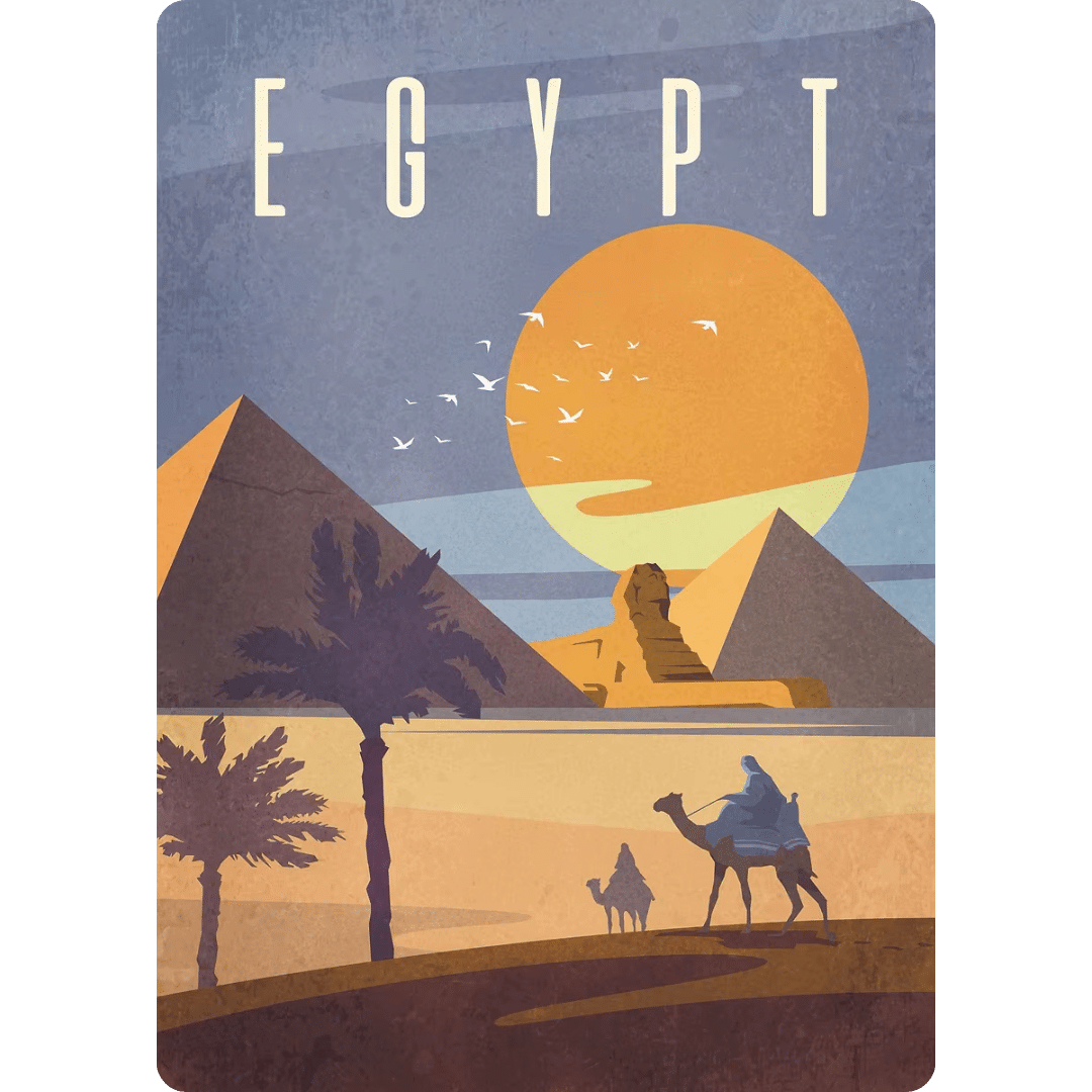 Affiche vintage egypte avec pyramides et chameau