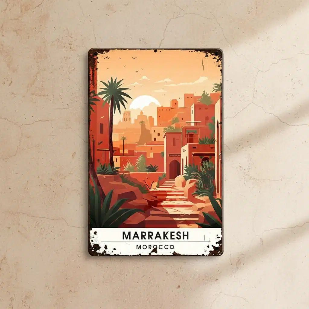 Affiche vintage Marrakech en métal