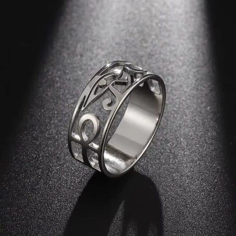 Bague Acier Inoxydable avec Motifs Égyptiens 4
