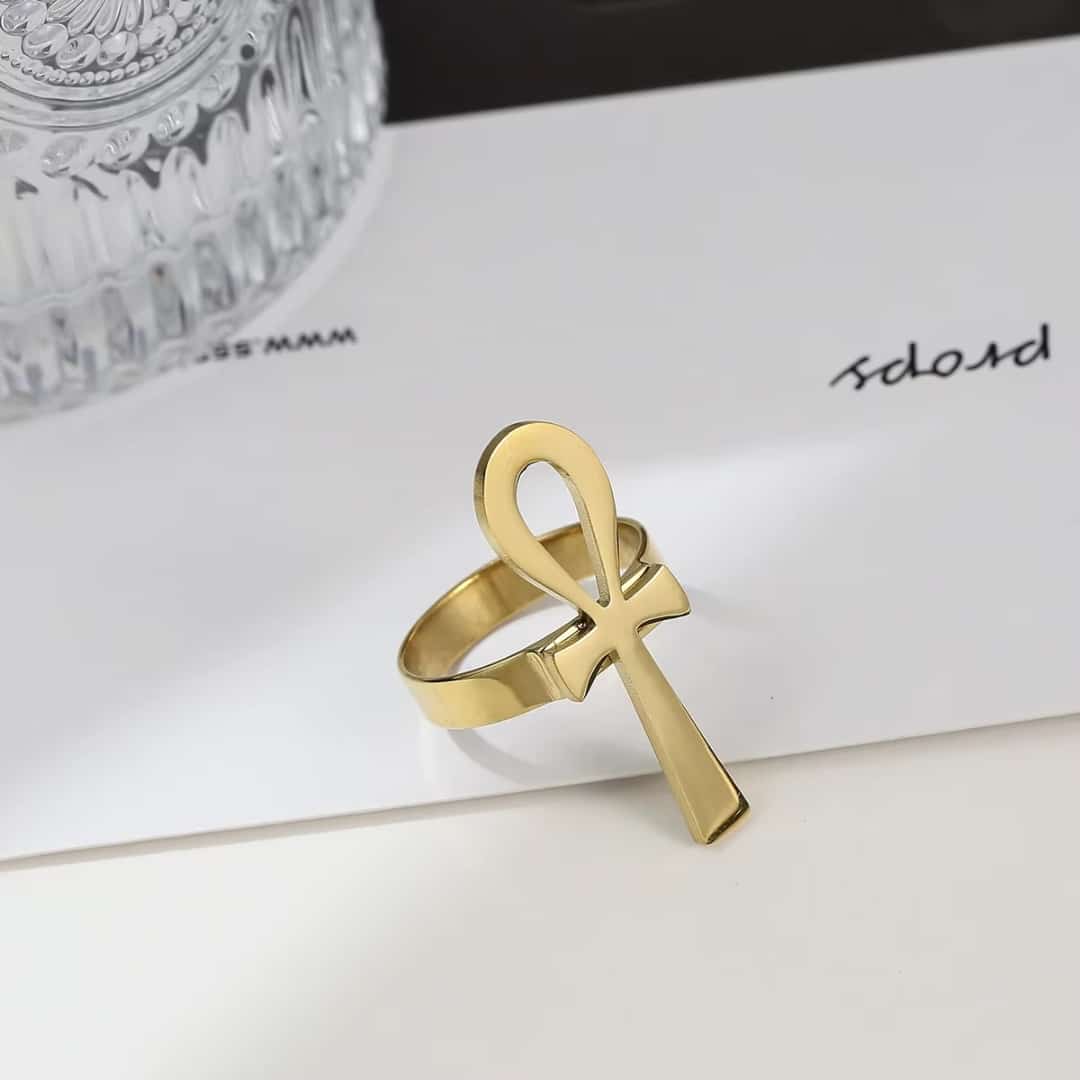 Bague Croix Ankh en Acier Inoxydable 1