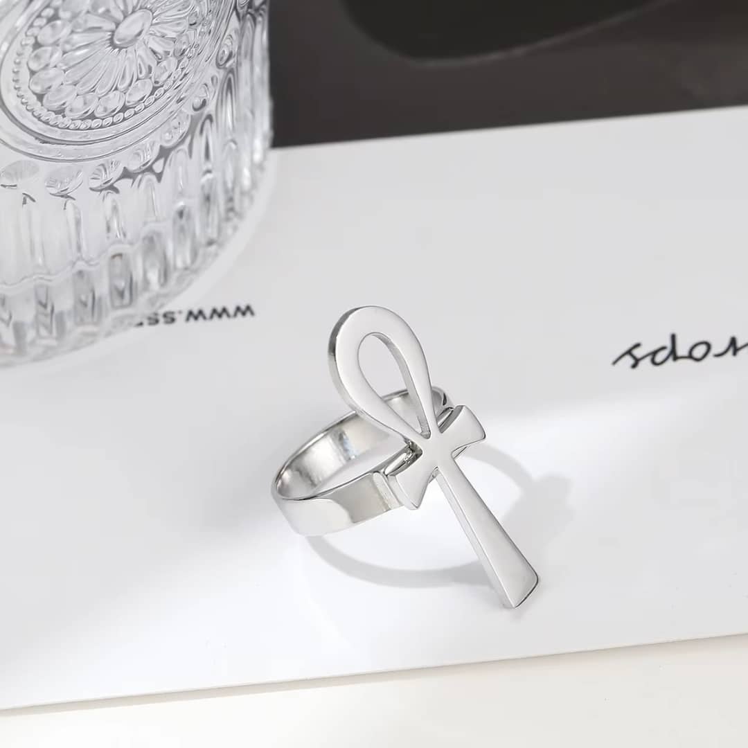Bague Croix Ankh en Acier Inoxydable 4