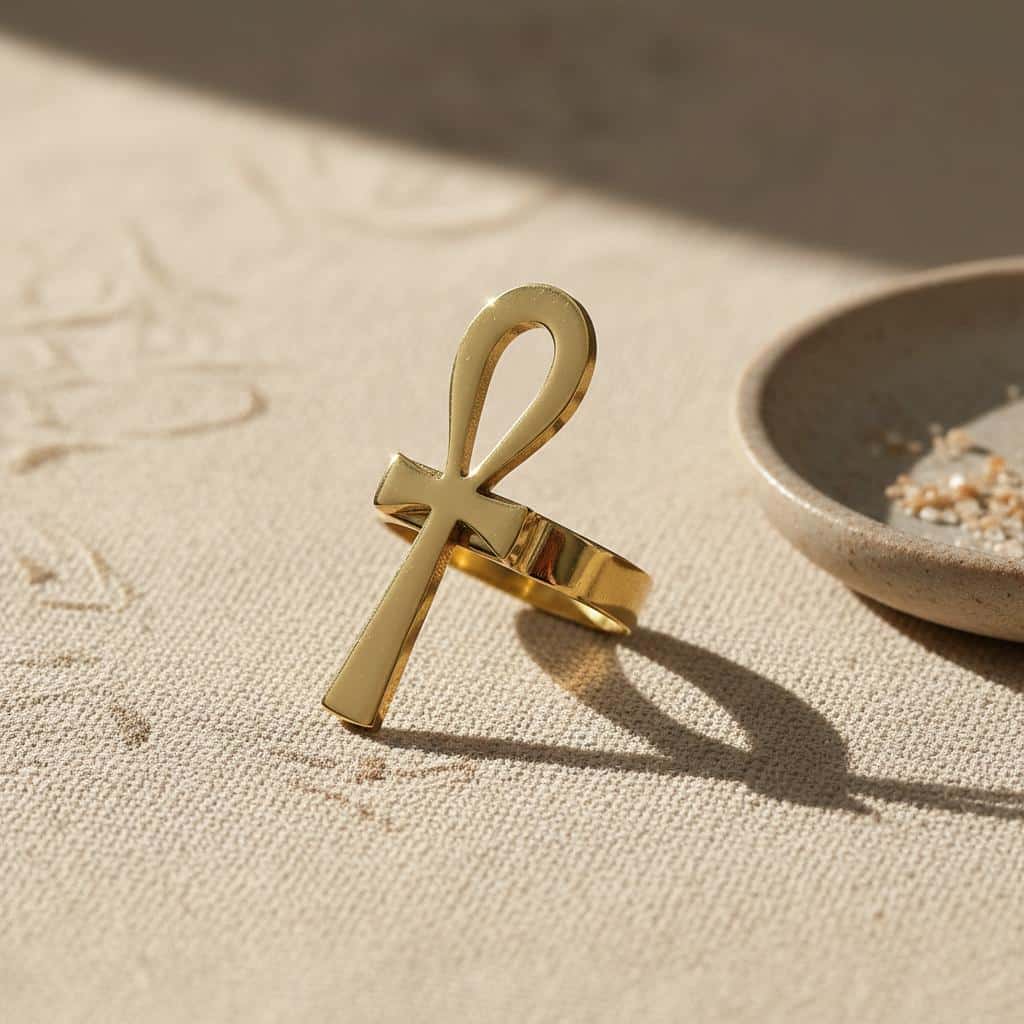Bague croix ankh en acier inoxydable