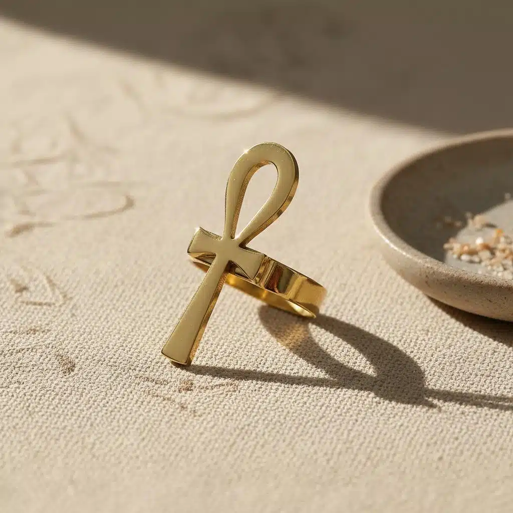 Bague croix Ankh en acier inoxydable