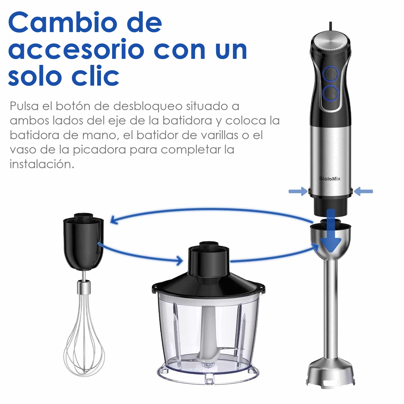 Batidora de mano potente y picadora Biolomix