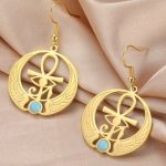 Egyptische oorbellen met ankh-symbool en turkooizen steen