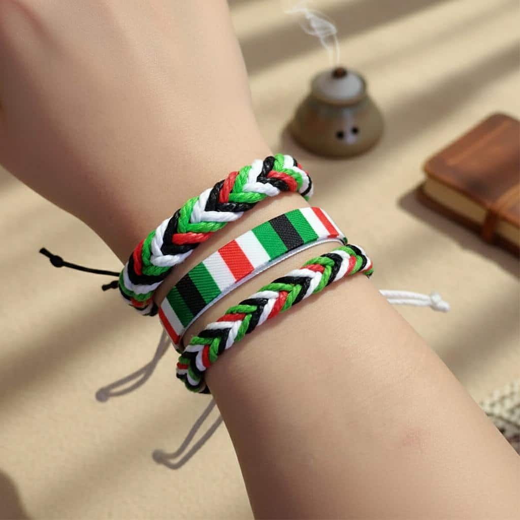 Bracelet cordon tressé ajustable de la Palestine