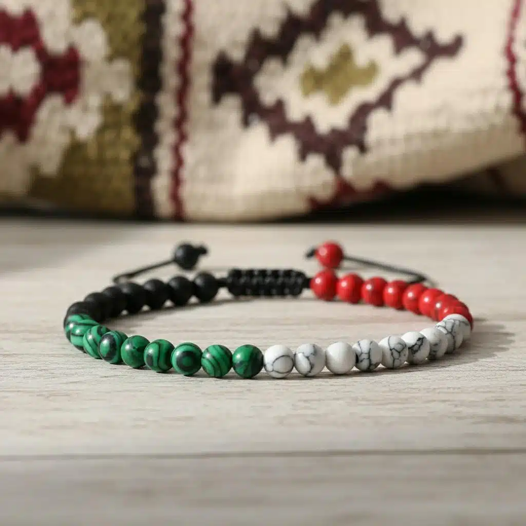 Bracelet couleur Palestine en perles avec cordon réglable