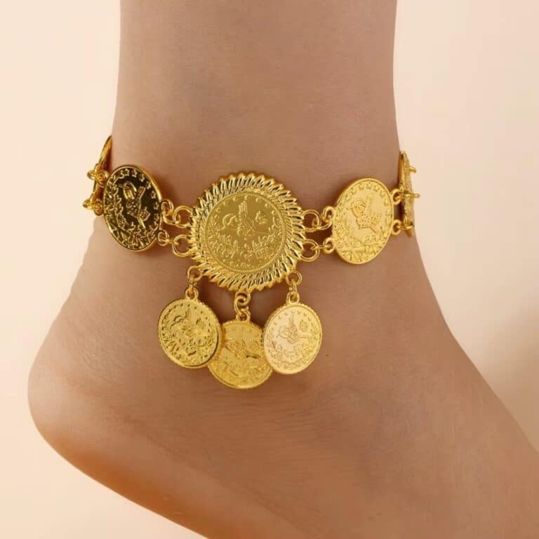 Bracelet de Cheville Doré aux Médaillons Orientaux 1