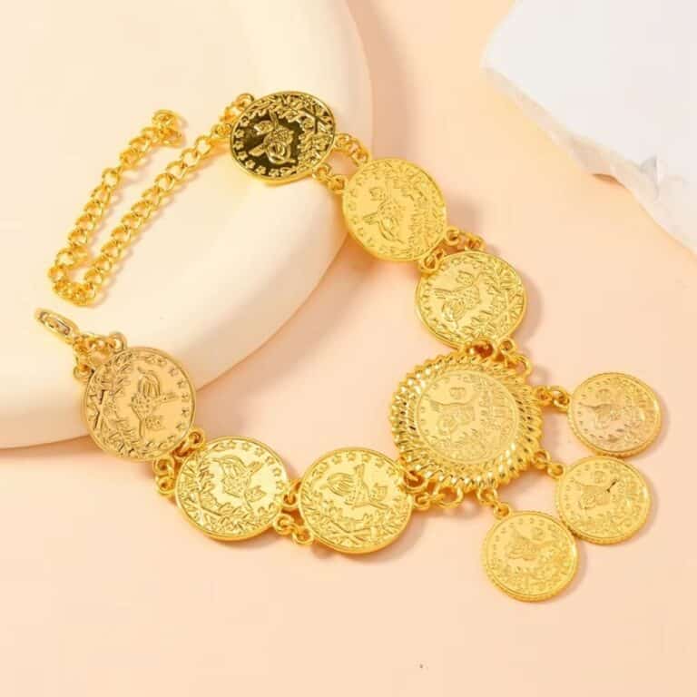 Bracelet de Cheville Doré aux Médaillons Orientaux 2