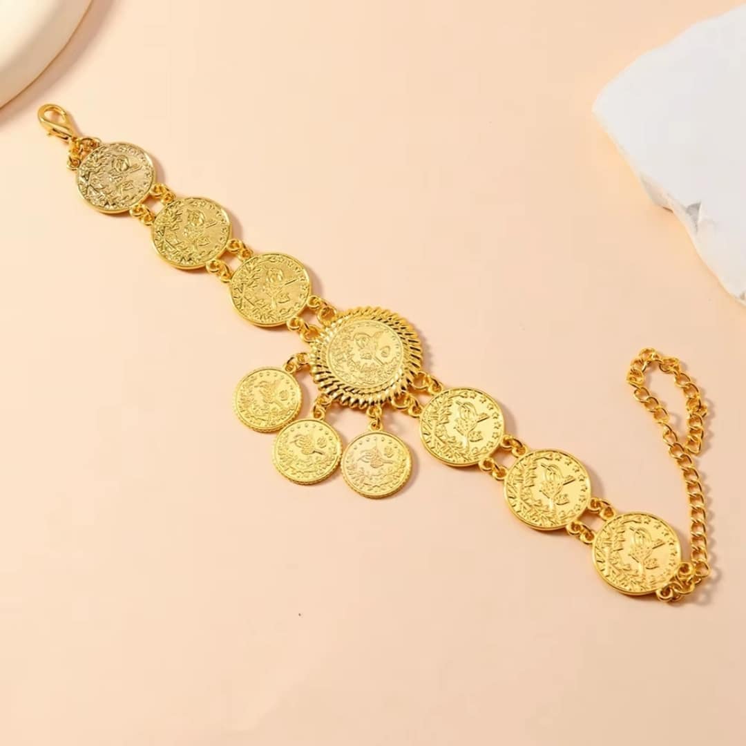Bracelet de Cheville Doré aux Médaillons Orientaux 3