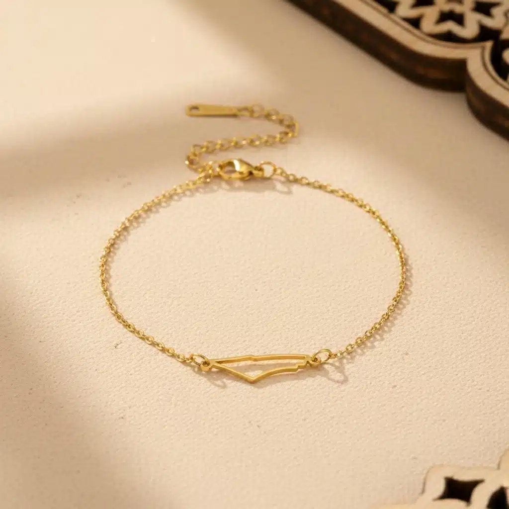 Bracelet doré fin avec pendentif Palestine minimaliste