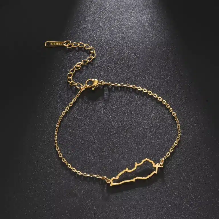 Bracelet fin carte du Liban en acier inoxydable