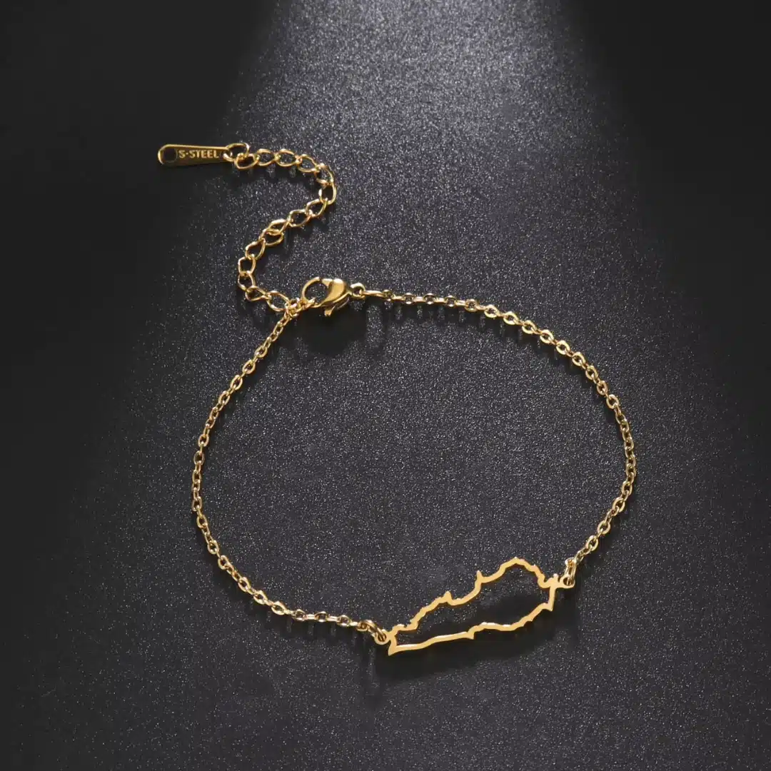 Bracelet fin carte du Liban en acier inoxydable