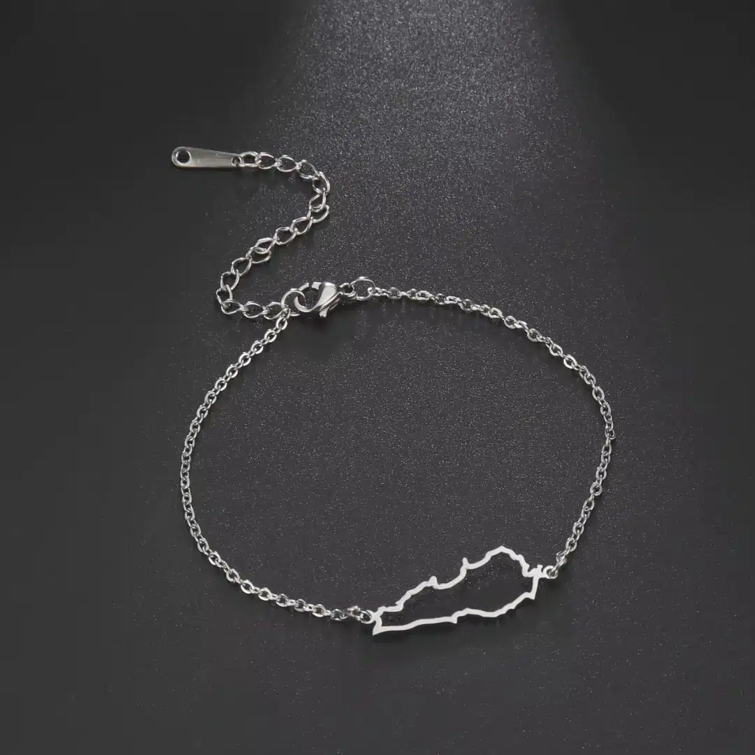Bracelet fin carte du Liban en acier inoxydable