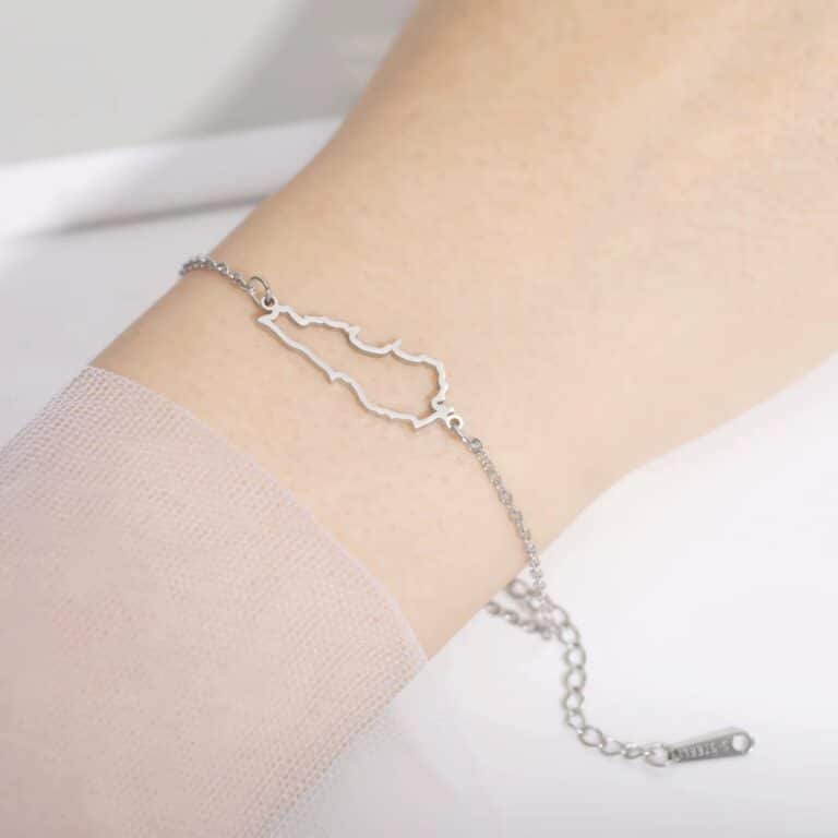 Bracelet fin Carte du Liban en Acier Inoxydable 3