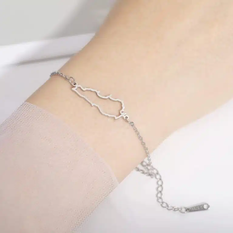 Bracelet fin carte du Liban en acier inoxydable