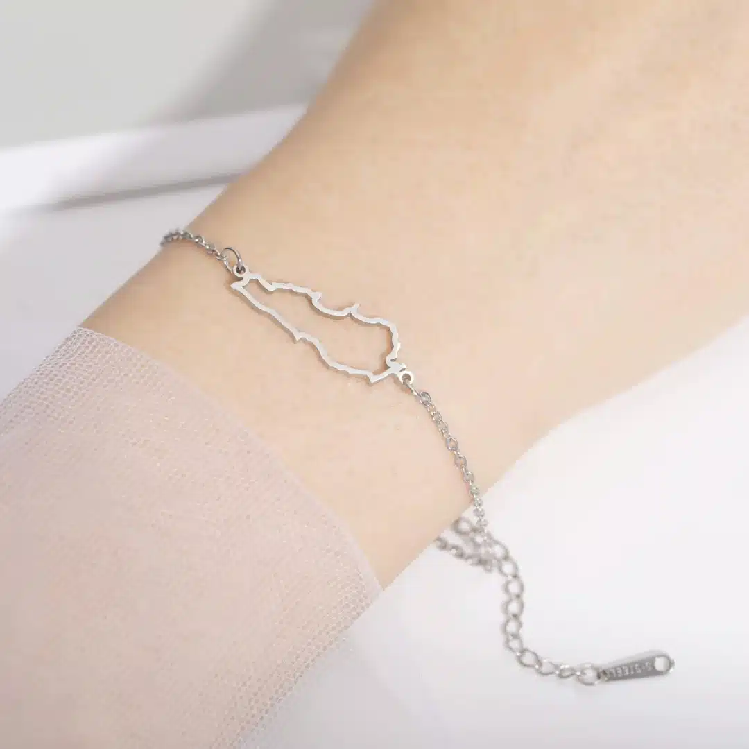 Bracelet fin carte du Liban en acier inoxydable