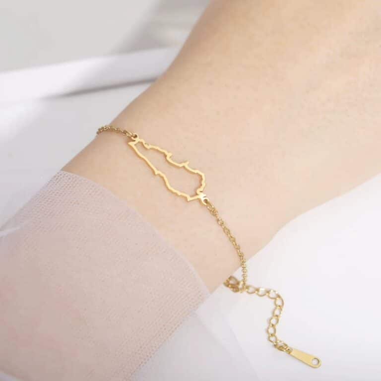 Bracelet fin Carte du Liban en Acier Inoxydable 4