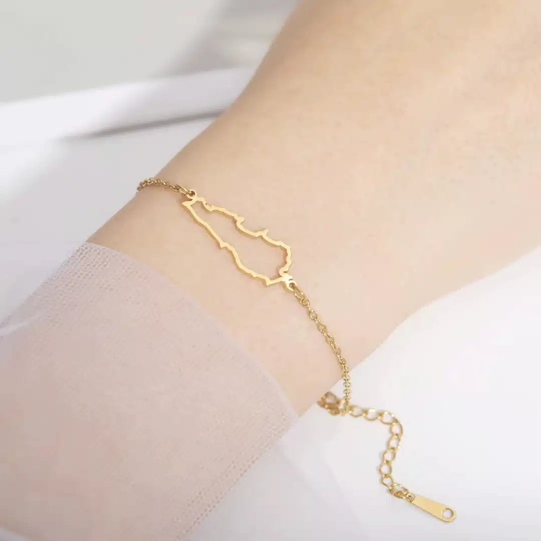 Bracelet fin carte du Liban en acier inoxydable