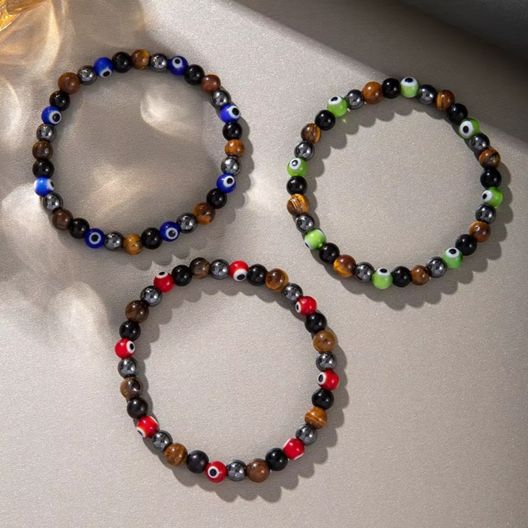 Bracelet Oeil Protecteur Oriental en Perles Naturelles 1