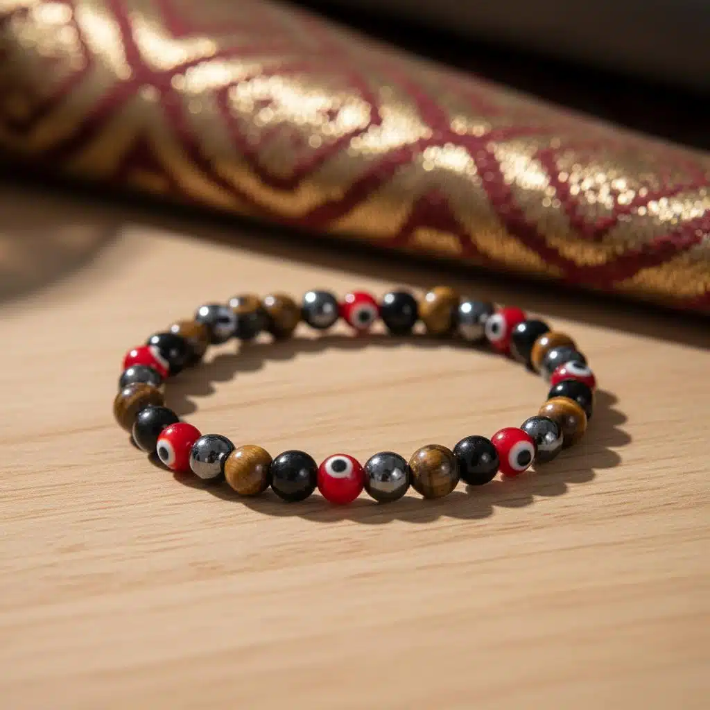 Bracelet oeil protecteur oriental en perles naturelles