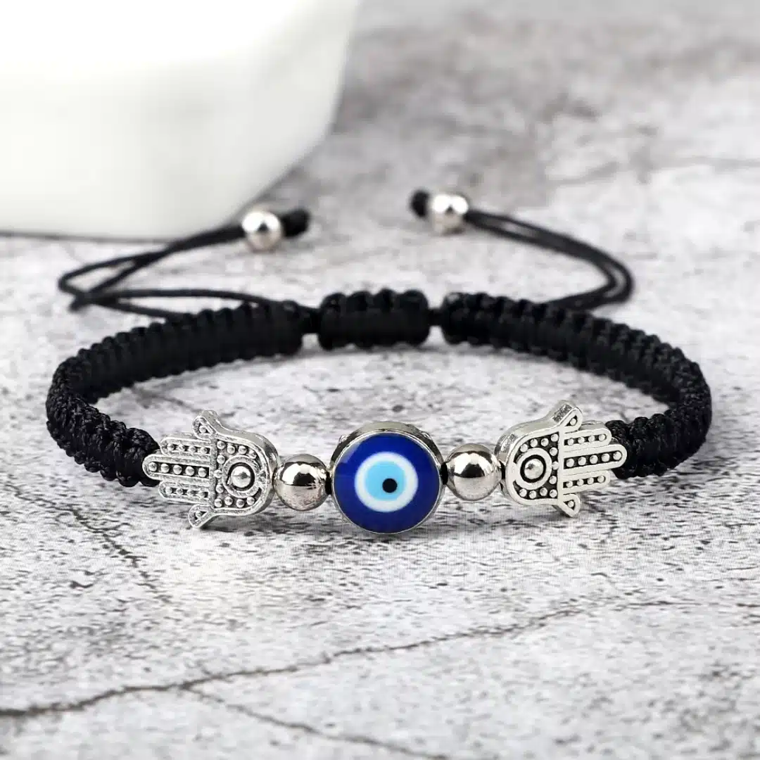 Bracelet porte-bonheur oeil Turc bleu et main de Fatma
