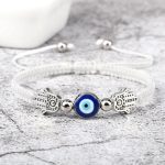 Pulseira da sorte com olho turco azul e mão de Fátima