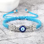 Pulseira da sorte com olho turco azul e mão de Fátima