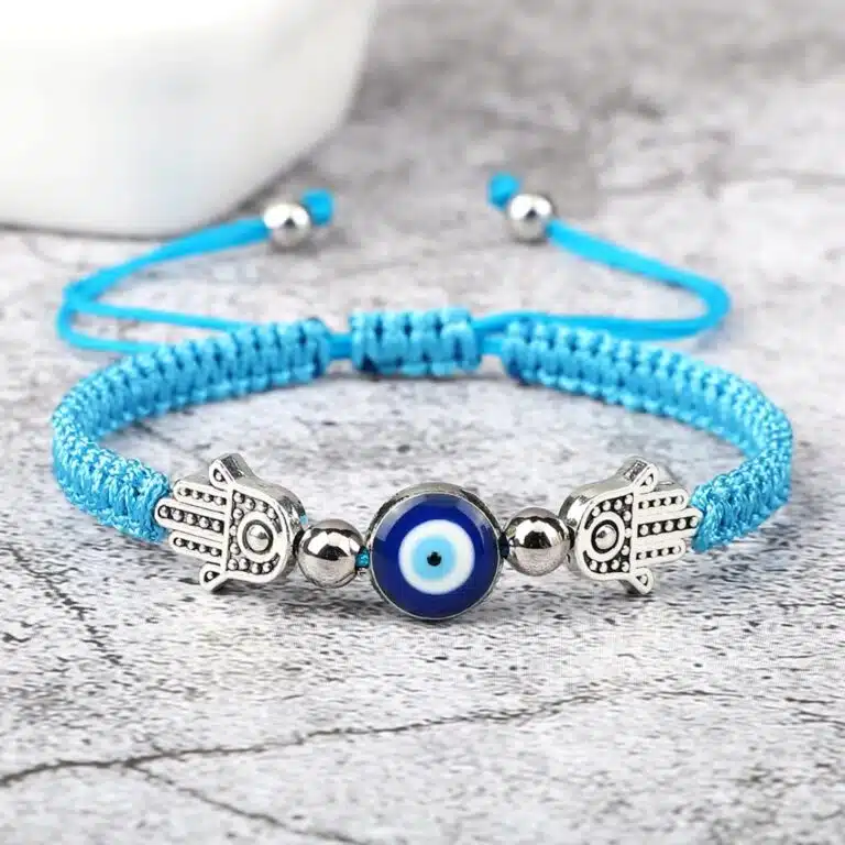 Bracelet porte-bonheur oeil Turc bleu et main de Fatma