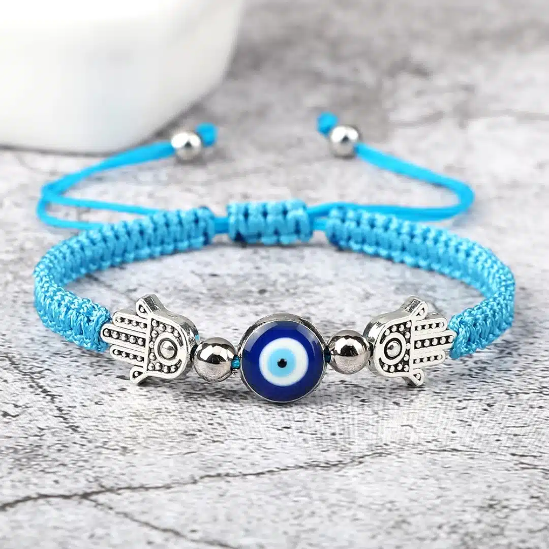 Bracelet porte-bonheur oeil Turc bleu et main de Fatma