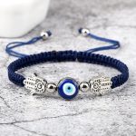 Pulseira da sorte com olho turco azul e mão de Fátima