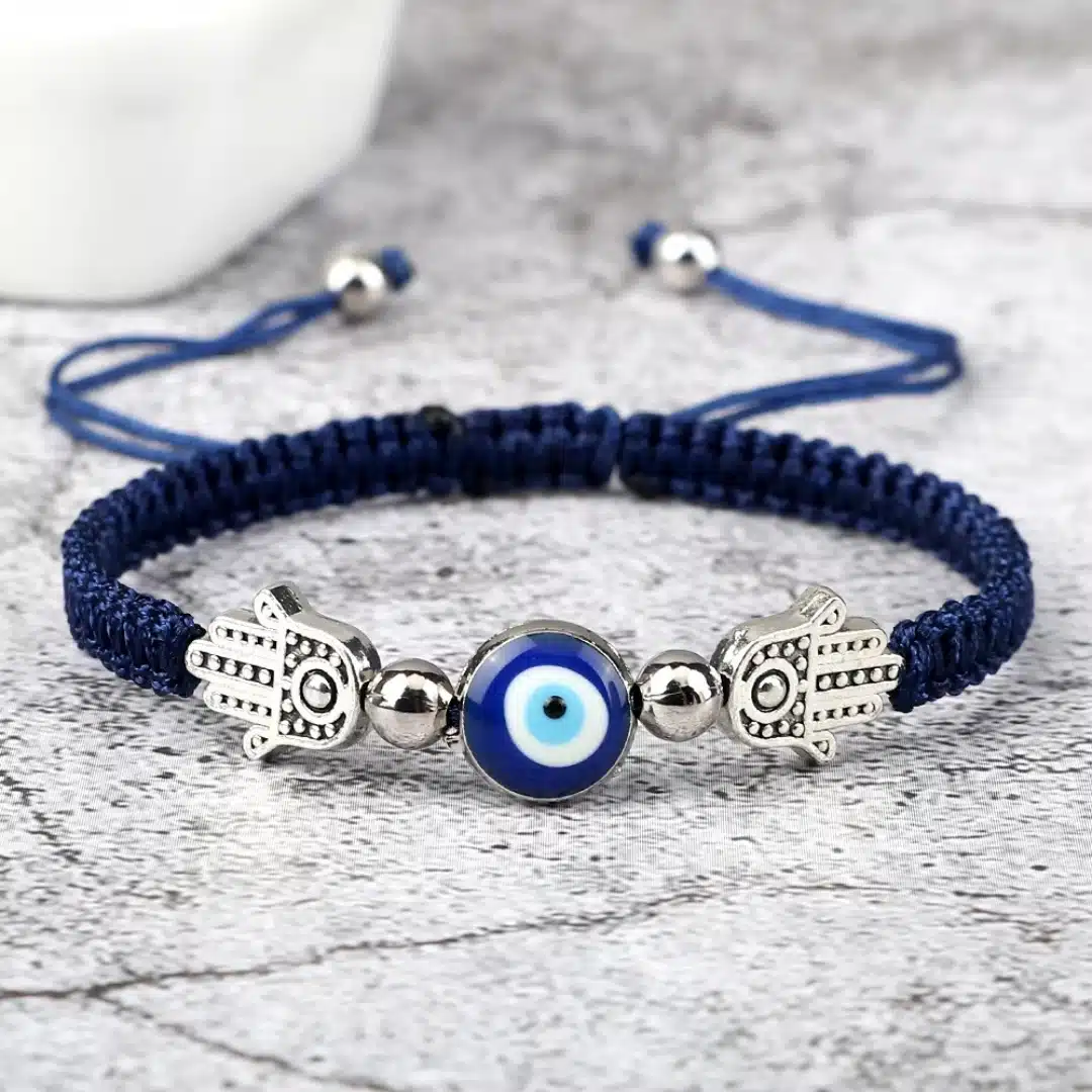 Bracelet porte-bonheur oeil Turc bleu et main de Fatma