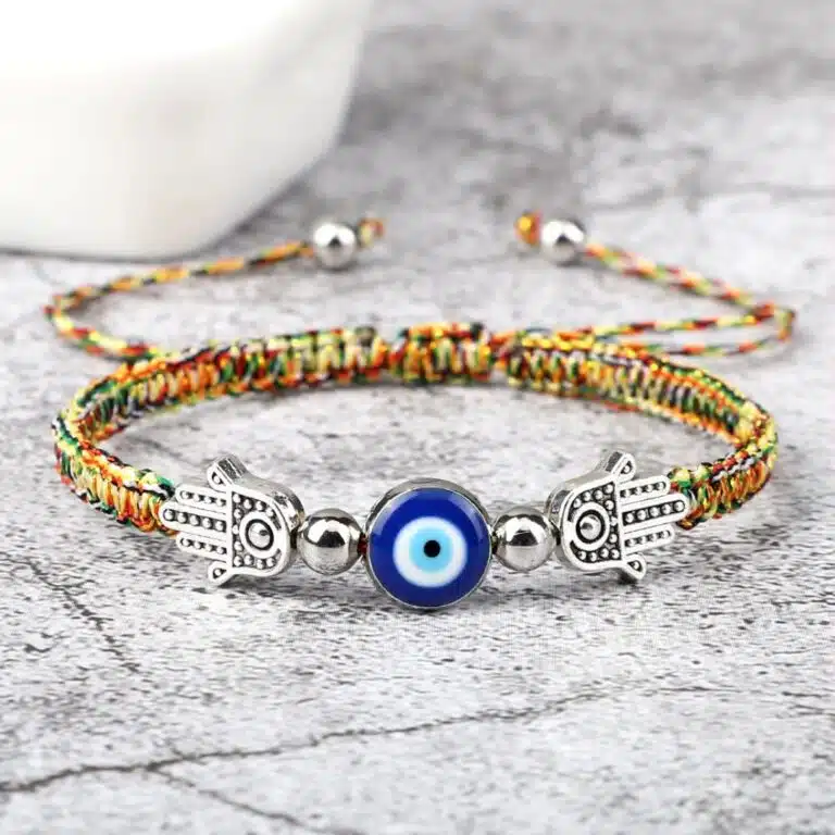 Bracelet porte-bonheur oeil Turc bleu et main de Fatma