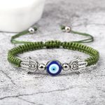 Pulseira da sorte com olho turco azul e mão de Fátima