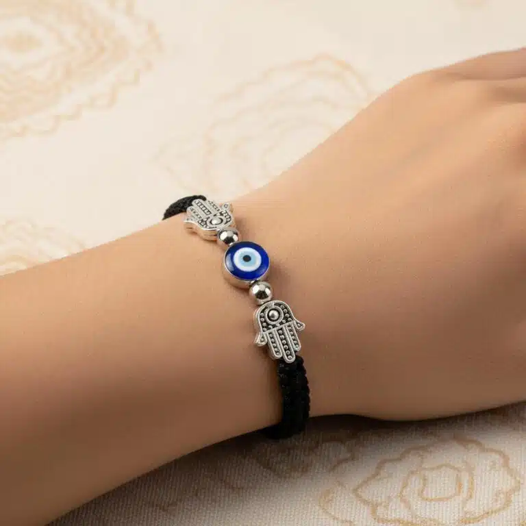 Bracelet porte-bonheur oeil Turc bleu et main de Fatma