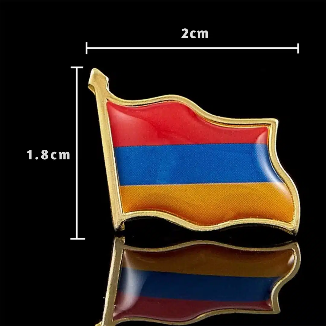 Broche drapeau arménien en métal avec fermoir