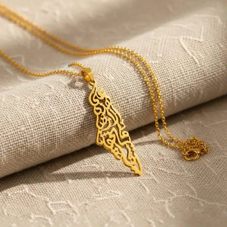 Collier calligraphie arabe pendentif Palestine
