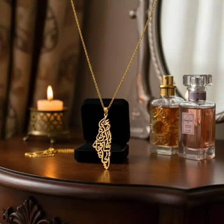 Collier calligraphie arabe pendentif Palestine