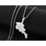Stainless steel Armenia map necklace
