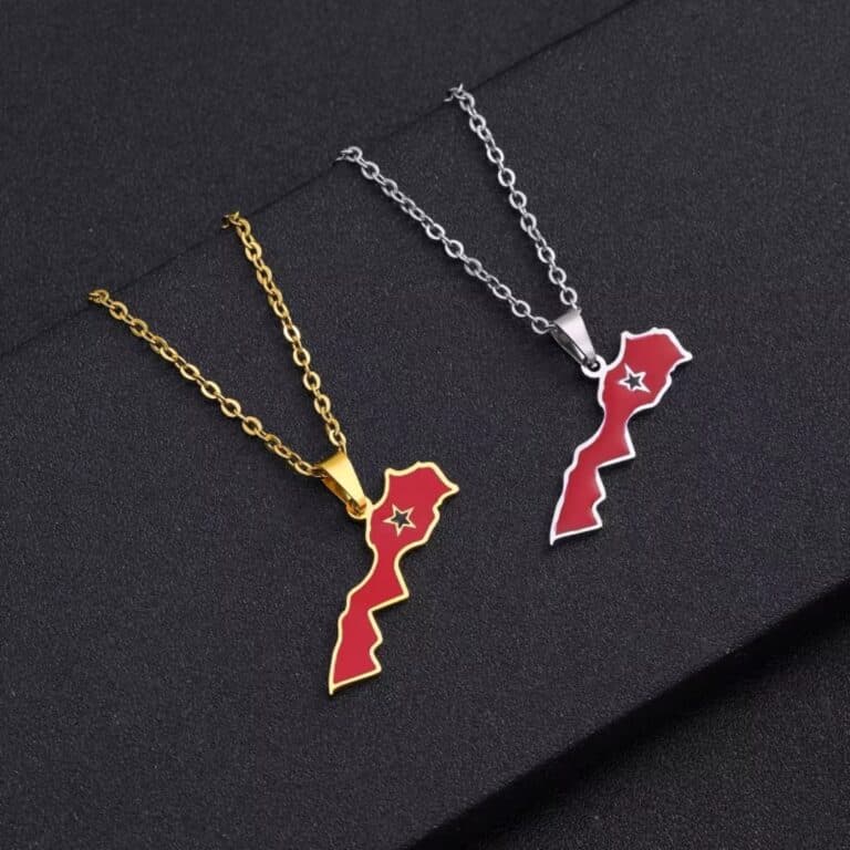 Collier Carte du Maroc Pendentif Rouge 1