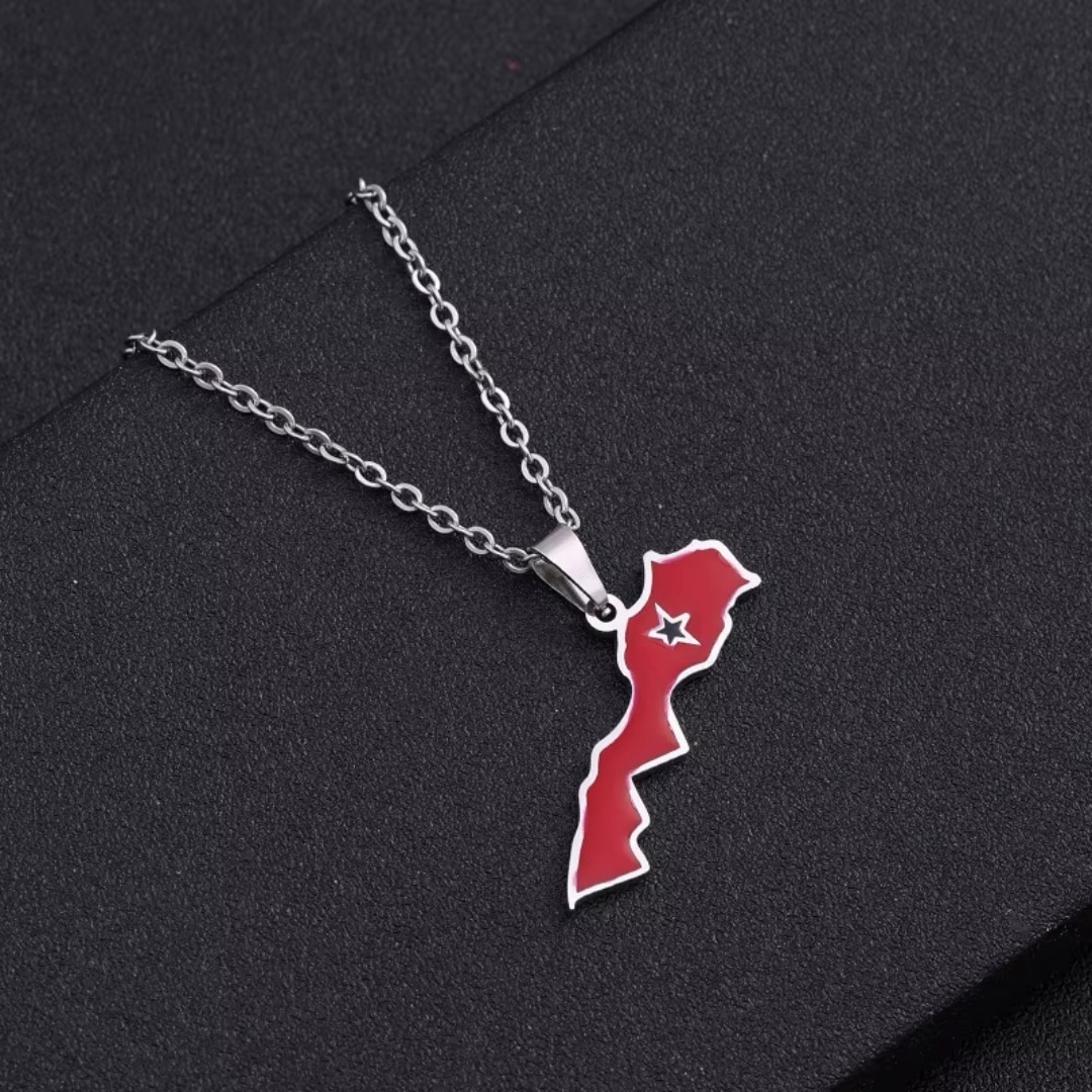 Collier Carte du Maroc Pendentif Rouge 5
