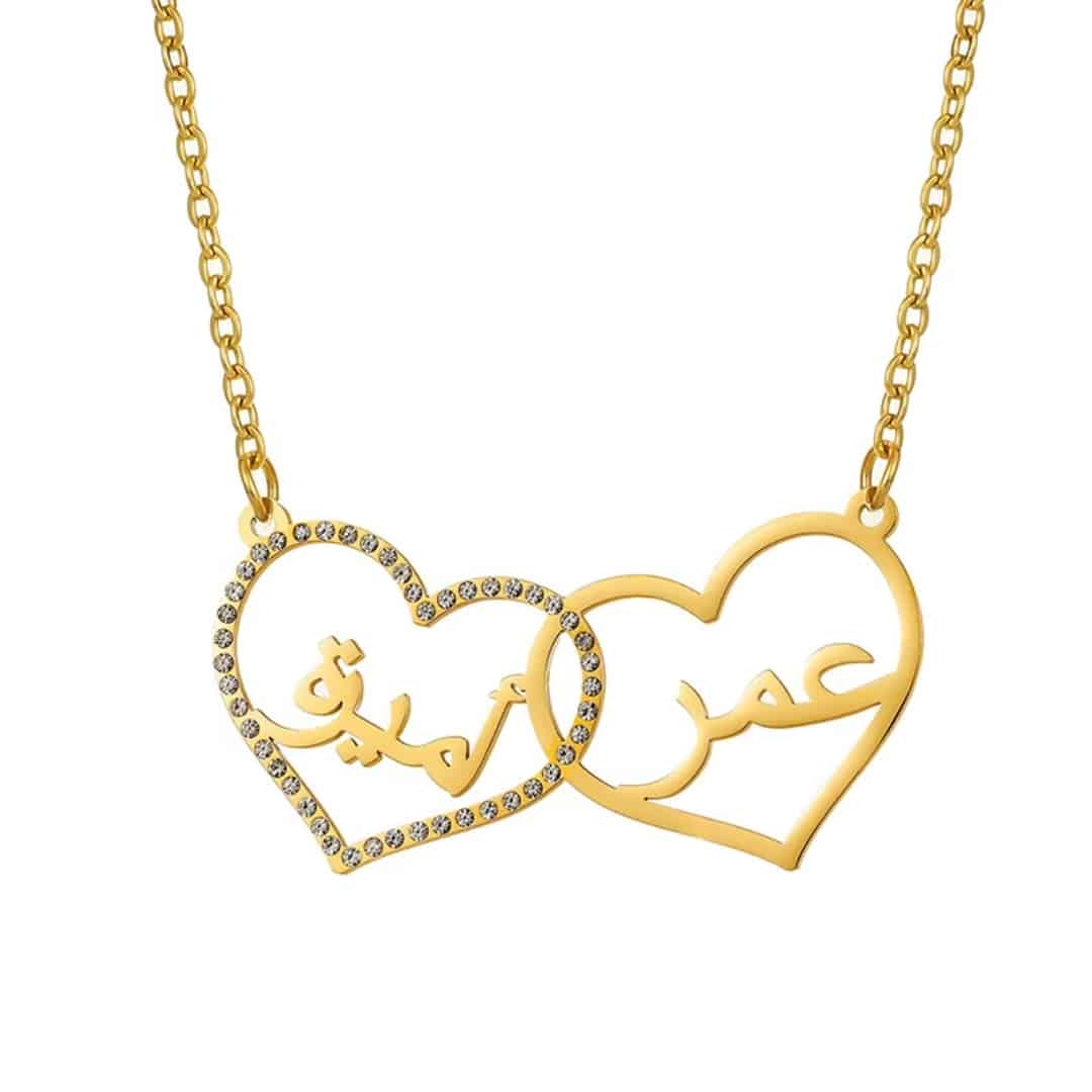 Collier en Acier Inoxydable Prénoms Cœurs Entrelacés Personnalisable 3