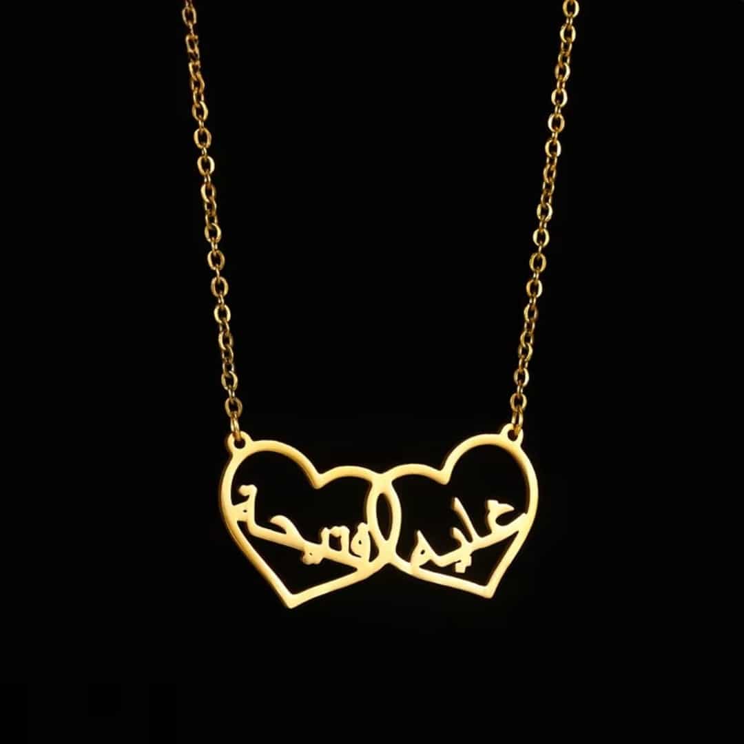 Collier en Acier Inoxydable Prénoms Cœurs Entrelacés Personnalisable 4